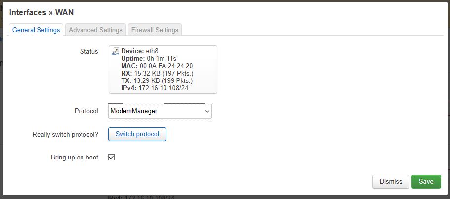 OpenWrt WAN interface dialog - really switch protocol row appears